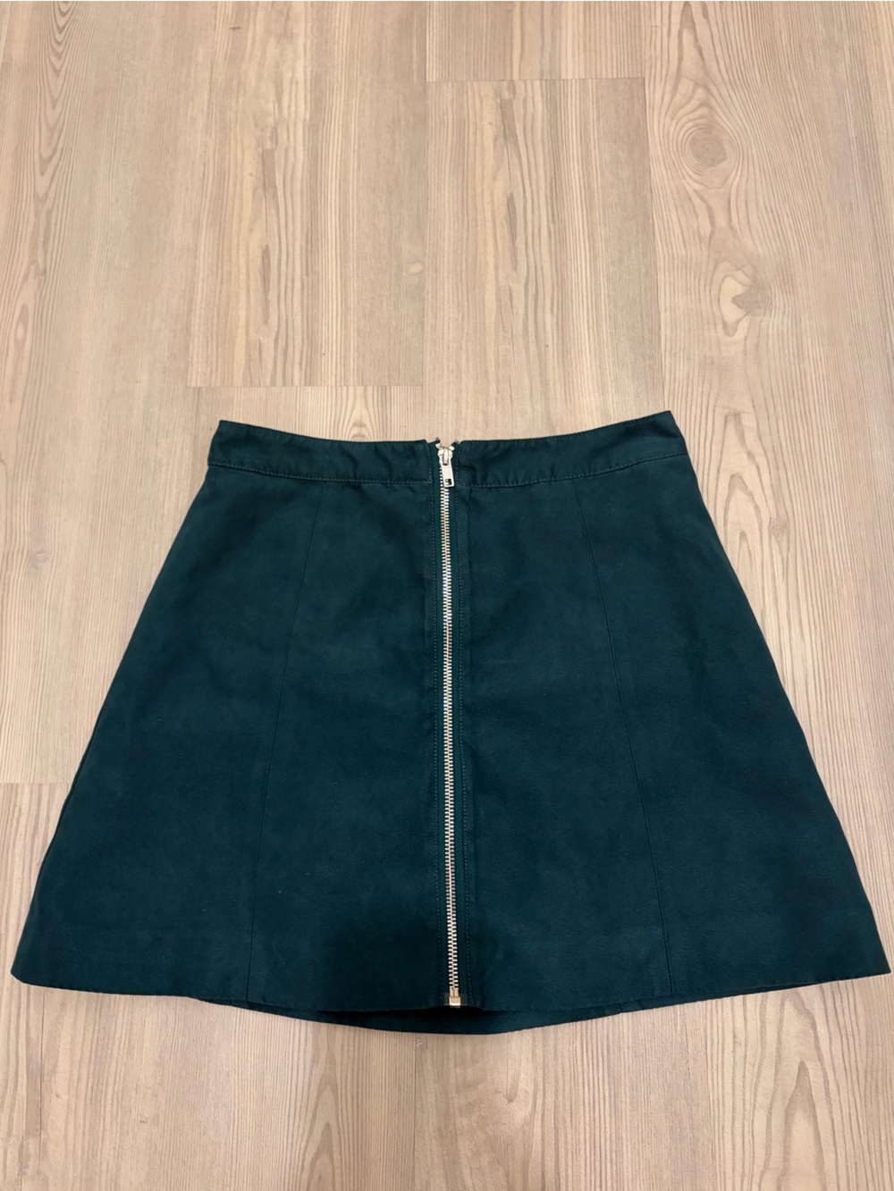 Divided Dark Green A-Line Skirt with Front Zip
